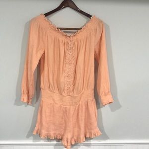 RipCurl Long Sleeve off the shoulder Peach Romper